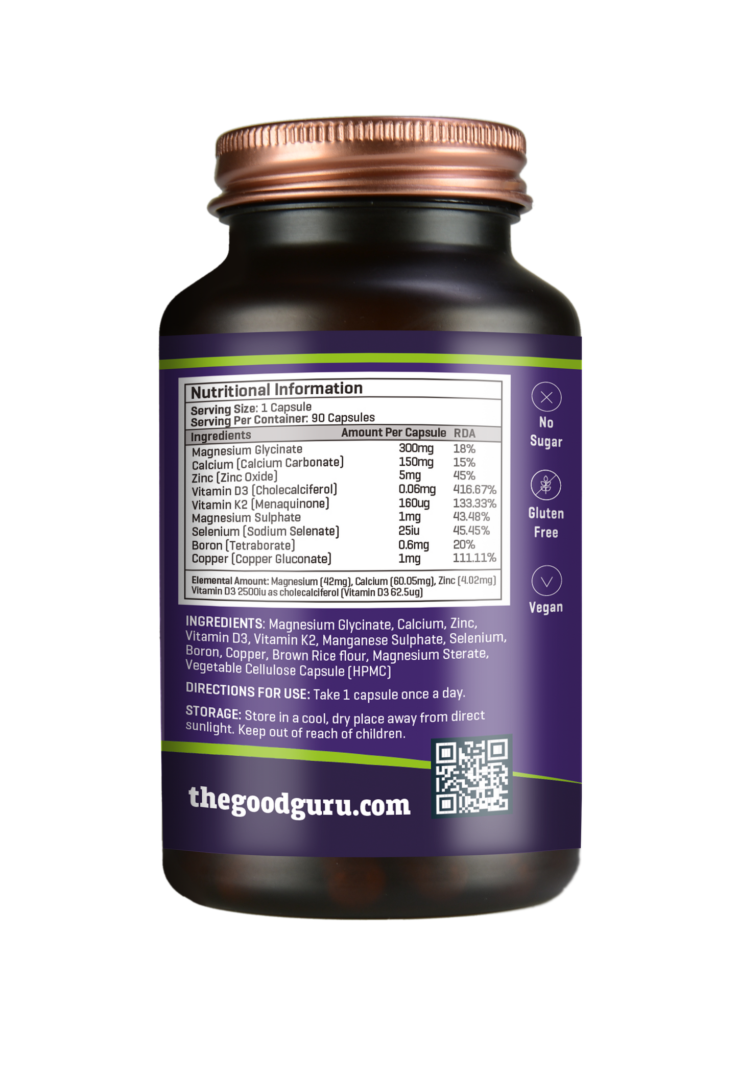 Magnesium Glycinate + Calcium, Zinc, Vitamin D3